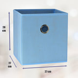 SORTI 27x28x27 CM Light Blue 8-Pack Foldable Storage Cubes - Fabric Bookcase Organizers for Toys and More - Front View
