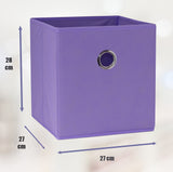 SORTI 27x28x27 CM Light Purple 8-Pack Foldable Storage Cubes - Fabric Bookcase Organizers for Toys and More - Front View