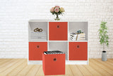 SORTI 27x28x27 CM Red 8-Pack Foldable Storage Cubes - Fabric Bookcase Organizers for Toys and More - Side View