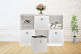SORTI 27x28x27 CM White 8-Pack Foldable Storage Cubes - Fabric Bookcase Organizers for Toys and More - Side View