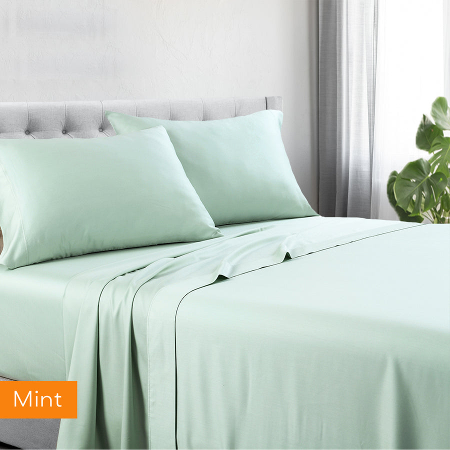 1200TC hotel quality cotton rich queen sheet set in mint