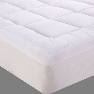 Double bamboo cotton fitted mattress topper with elastic band