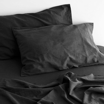 Sumptuous Charcoal Linen-Cotton King Sheet Set