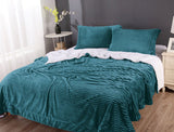 stripe flannel sherpa blanket king teal