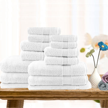 7-Piece Ultra-Soft Lightweight Cotton Towel Set in White