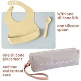 LIFEBEA WILD INDIANA Eating-out Comfy Silicone Baby Bib set for babies & Toddlers(10-72 Months) Waterproof baby fedding including Waterproof carry case (Lemon) - Side View