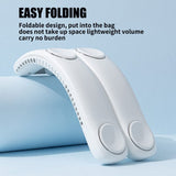 LIFEBEA Portable Neck Fan, Hands Free Bladeless Fan, 4000 mAh Battery Operated Wearable Personal Fan, Leafless, Rechargeable, Headphone Design, USB Powered Desk Fan,3 Speeds (White) - Rear View