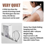 LIFEBEA Portable Neck Fan, Hands Free Bladeless Fan, 4000 mAh Battery Operated Wearable Personal Fan, Leafless, Rechargeable, Headphone Design, USB Powered Desk Fan,3 Speeds (White) - Low Angle