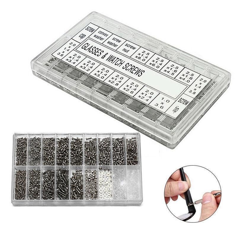 1000pcs Repair Screws & Screwdriver Kit for Eyeglasses and Watches
