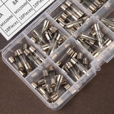 100Pcs Fast-Blow Glass Tube Fuses 5 x 20mm Quick Blow Assortment Kit - Top-Down View