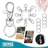 102PCS Lobster Clasp Hooks with Key Rings for DIY Crafts Keychains Jewellery Making