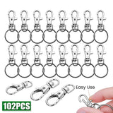 102PCS Lobster Clasp Hooks with Key Rings for DIY Crafts Keychains Jewellery Making