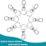 102PCS Lobster Clasp Hooks with Key Rings for DIY Crafts Keychains Jewellery Making - Extra Image