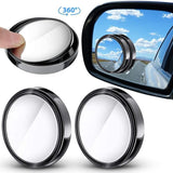 2X Blind Spot Car Mirror 360 Wide Angle Adjustable Rear Side View Convex Black - Low Angle