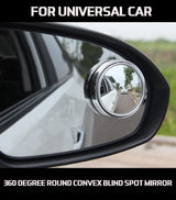 360 Degree Adjustable Blind Spot Mirror Pair Wide Angle Rearview Add-on 2PCS