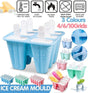 Silicone Ice Cream Mould Block Frozen Molds Icy Pole Jelly Popsicle - Blue-10Grid