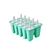 Silicone Ice Cream Mould Block Frozen Molds Icy Pole Jelly Popsicle - Blue-10Grid