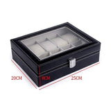 Leather Watch Jewelry Display Storage Holder Case 10 Grids Box Organizer - Side View