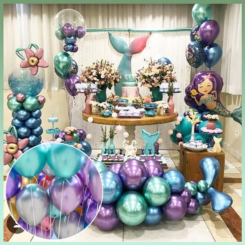 10pcs 25cm Chrome Metallic Balloons for Party Decoration Helium Thick Latex - Mix