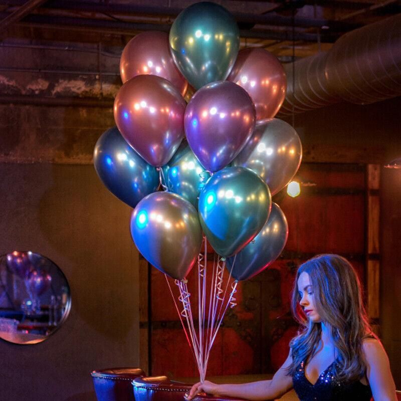 10pcs 25cm Chrome Metallic Balloons for Party Decoration Helium Thick Latex - Mix