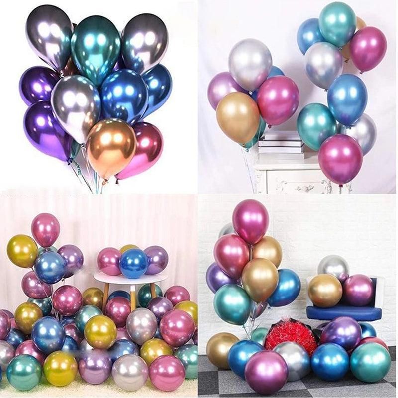 10pcs 25cm Chrome Metallic Balloons for Party Decoration Helium Thick Latex - Mix
