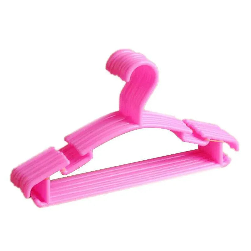 10pcs Small Plastic Clothes Hangers Mini Coat Hanger Set for Wardrobe Storage - Pink