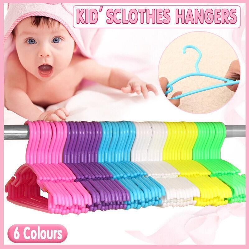 10pcs Small Plastic Clothes Hangers Mini Coat Hanger Set for Wardrobe Storage - Pink