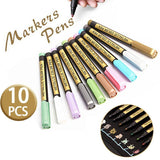 10Pcs/Set Waterproof  Paint Pens for Art on Metal Glass & Rock