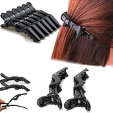 10X Matte Black Crocodile Hair Clips for Salon Hairdressing - Low Angle