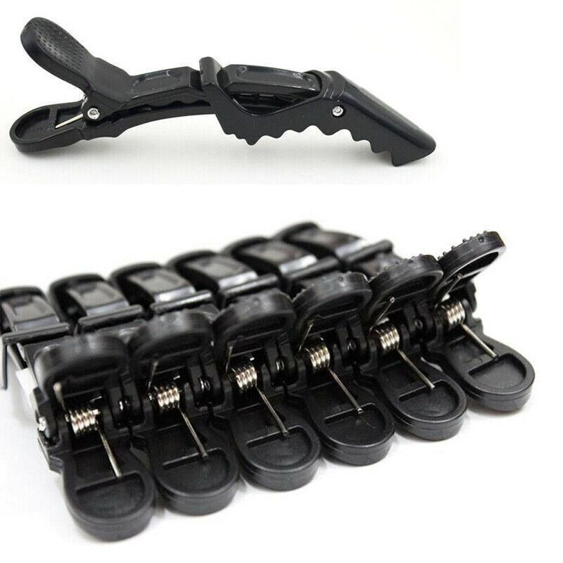 10X Matte Black Crocodile Hair Clips for Salon Hairdressing