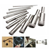 10 Pcs Diamond Glass Drill Bit Set Core Cutter & Saw Tool - Side View