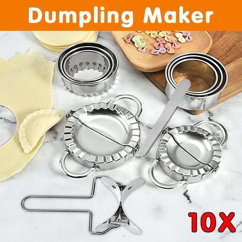 10PCS Stainless Steel Dumpling Maker Set Dough Press Mould Tools for Pastry Ravioli