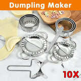 10PCS Stainless Steel Dumpling Maker Set Dough Press Mould Tools for Pastry Ravioli
