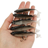 10Pcs Soft Plastic Lures Poddy Mullet Flathead Jig Head Barra Cod Fishing Tackle