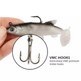 10Pcs Soft Plastic Lures Poddy Mullet Flathead Jig Head Barra Cod Fishing Tackle