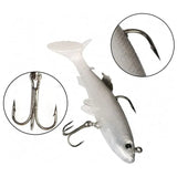 10Pcs Soft Plastic Lures Poddy Mullet Flathead Jig Head Barra Cod Fishing Tackle - Low Angle