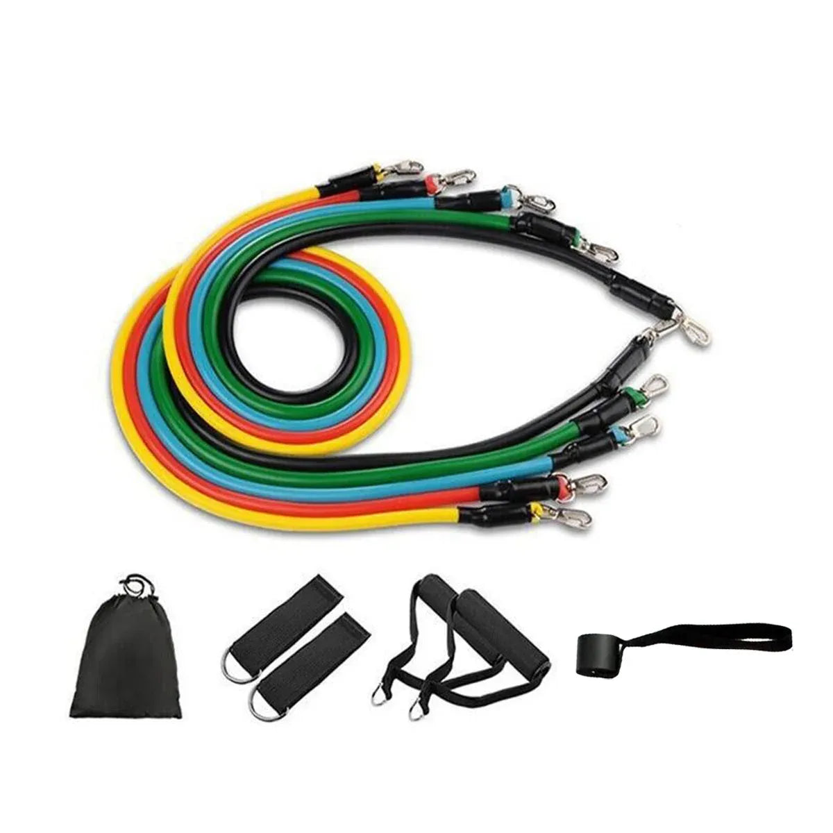 11Pcs Yoga Home Gym Fitness Latex Resistance Bands Set