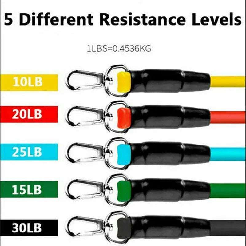 11Pcs Yoga Home Gym Fitness Latex Resistance Bands Set