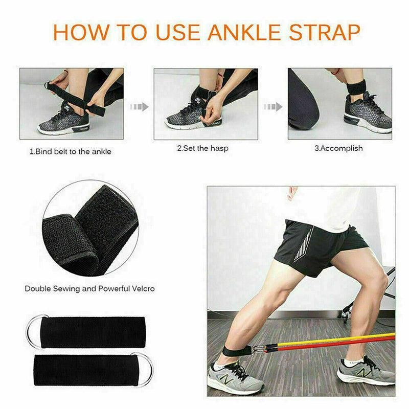 11Pcs Yoga Home Gym Fitness Latex Resistance Bands Set