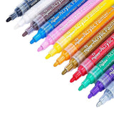 Flysea 12-80 Colours Acrylic Paint Pens Painting Stone Ceramic Glass Marker2-3Mm - 12-Colour Set - Rear View