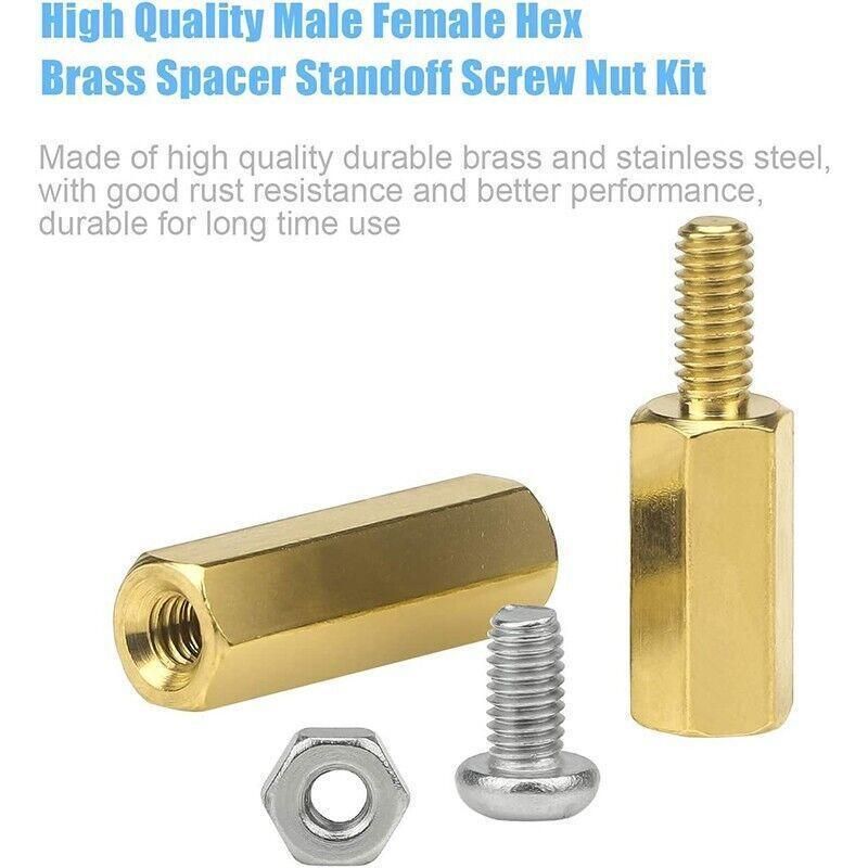 120PCS Nut Assortment Screws M3 Brass Spacer Hex Nut Assortment for PCB