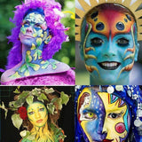 Face Body Paint Set 12 Colours with Brushes - Water Based Makeup for Party Festival Art