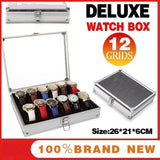 12 Grids Carbon Fiber Aluminum Watch Box Storage Case Holder Display