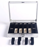 12 Grids Carbon Fiber Aluminum Watch Box Storage Case Holder Display