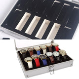 12 Grids Carbon Fiber Aluminum Watch Box Storage Case Holder Display
