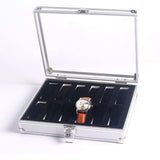 12 Grids Carbon Fiber Aluminum Watch Box Storage Case Holder Display