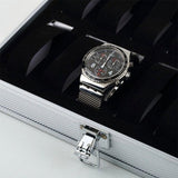 12 Grids Carbon Fiber Aluminum Watch Box Storage Case Holder Display - Extra Image