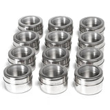 12PCS Magnetic Stainless Steel Spice Containers with Clear Lids for Kitchen Storage