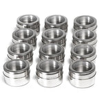 12PCS Magnetic Stainless Steel Spice Containers with Clear Lids for Kitchen Storage