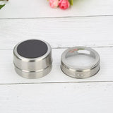 12PCS Magnetic Stainless Steel Spice Containers with Clear Lids for Kitchen Storage - Close-Up Angle